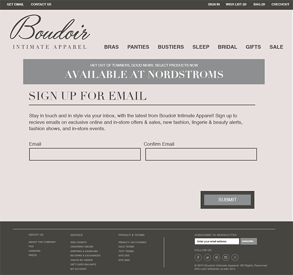 Boudoir Email Sign Up Page Boudoir Email Sign Up Page