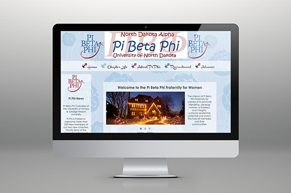 Pi Beta Phi webpage on computer screen
